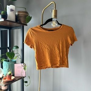 yellow forever 21 crop top, sz small